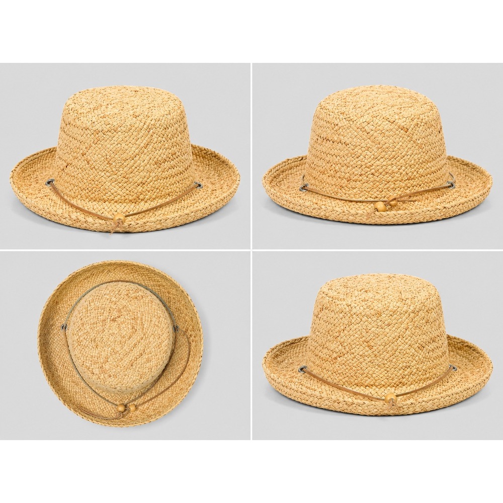 August Accessories Natural Straw Wide Brim Sun Hat with Adjustable Chin Strap
